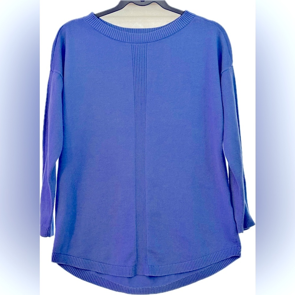Three-Season Tunic Sweater Comfy Cotton Blend Cornflower Blue S